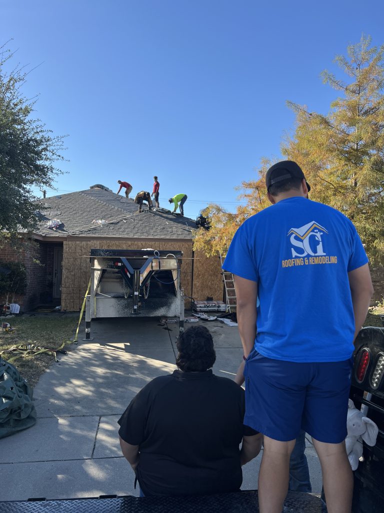 Sci in Van Alstyne Project manager from a Van Alstyne roofing company meeting an insurance adjuster